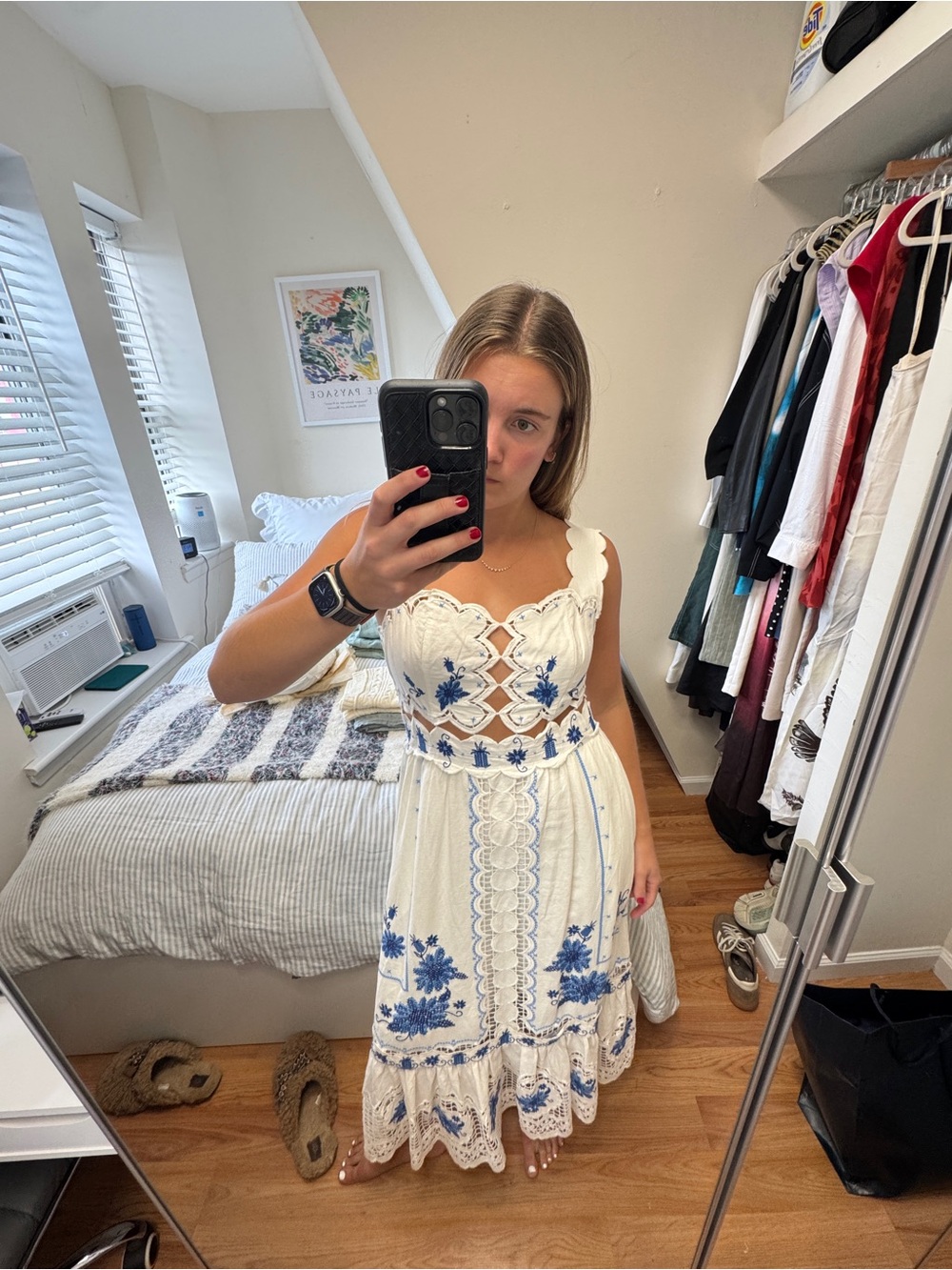 Farm Rio Embroidered Linen Blend Midi Dress - Picture 6 of 15